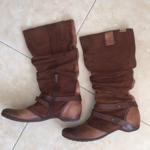 Pikolinos Tall Brown Suede and Leather Boots sz 40